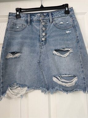 Vervet Denim Jean Distressed Mini Skirt Small
